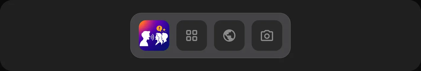 The ImprovTalk app icon beside three other apps on an iPhone home screen.